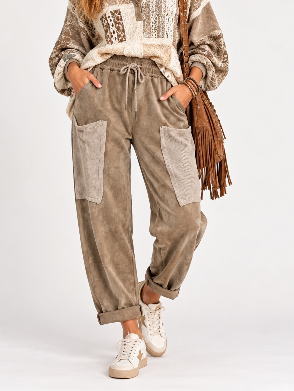 F59. From Italy 🇮🇹 Suede Cargo Pocket Jogger Pants